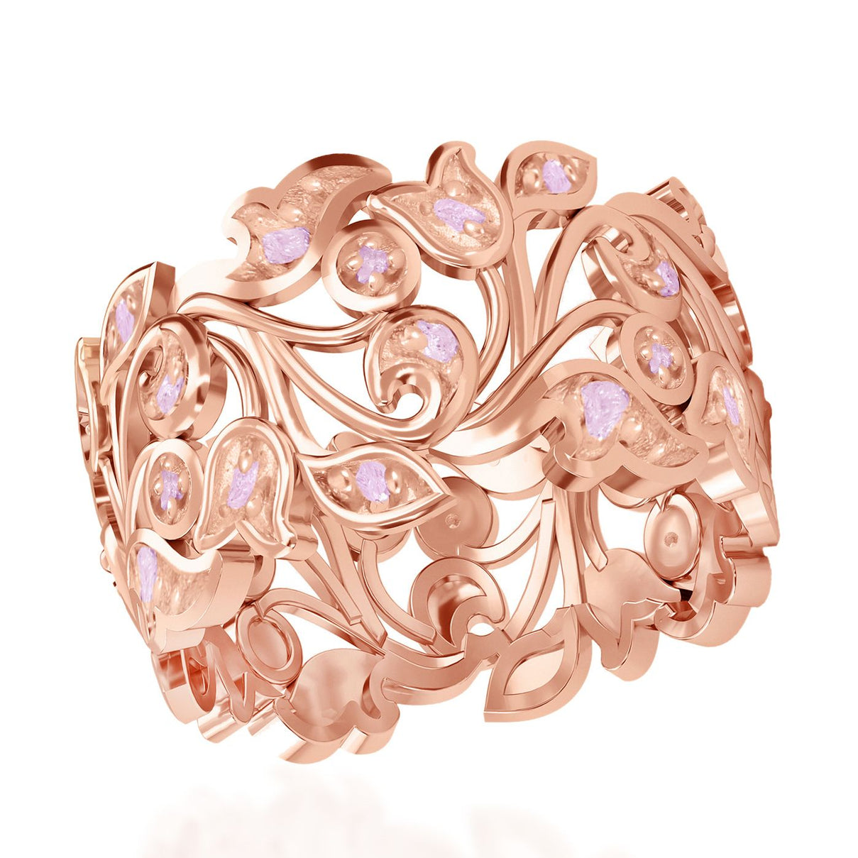 D'Joy Natural Pink Diamond Leafy Vine Ring in 18K Vermeil Rose Gold Plated Sterling Silver V32529000 5