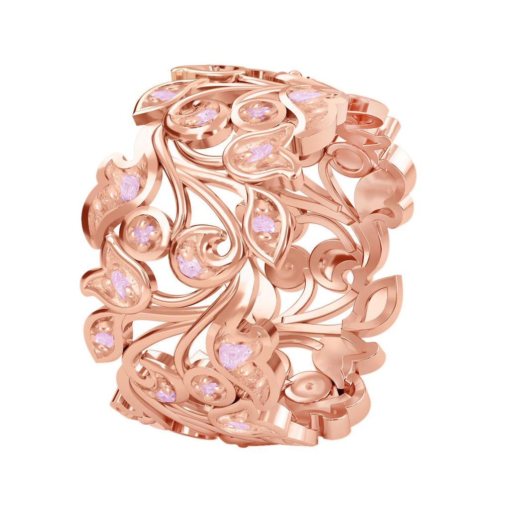 D'Joy Natural Pink Diamond Leaf Vine Ring in 18K Vermeil Rose Gold Plated Sterling Silver 0.38 Ct_8484461_3
