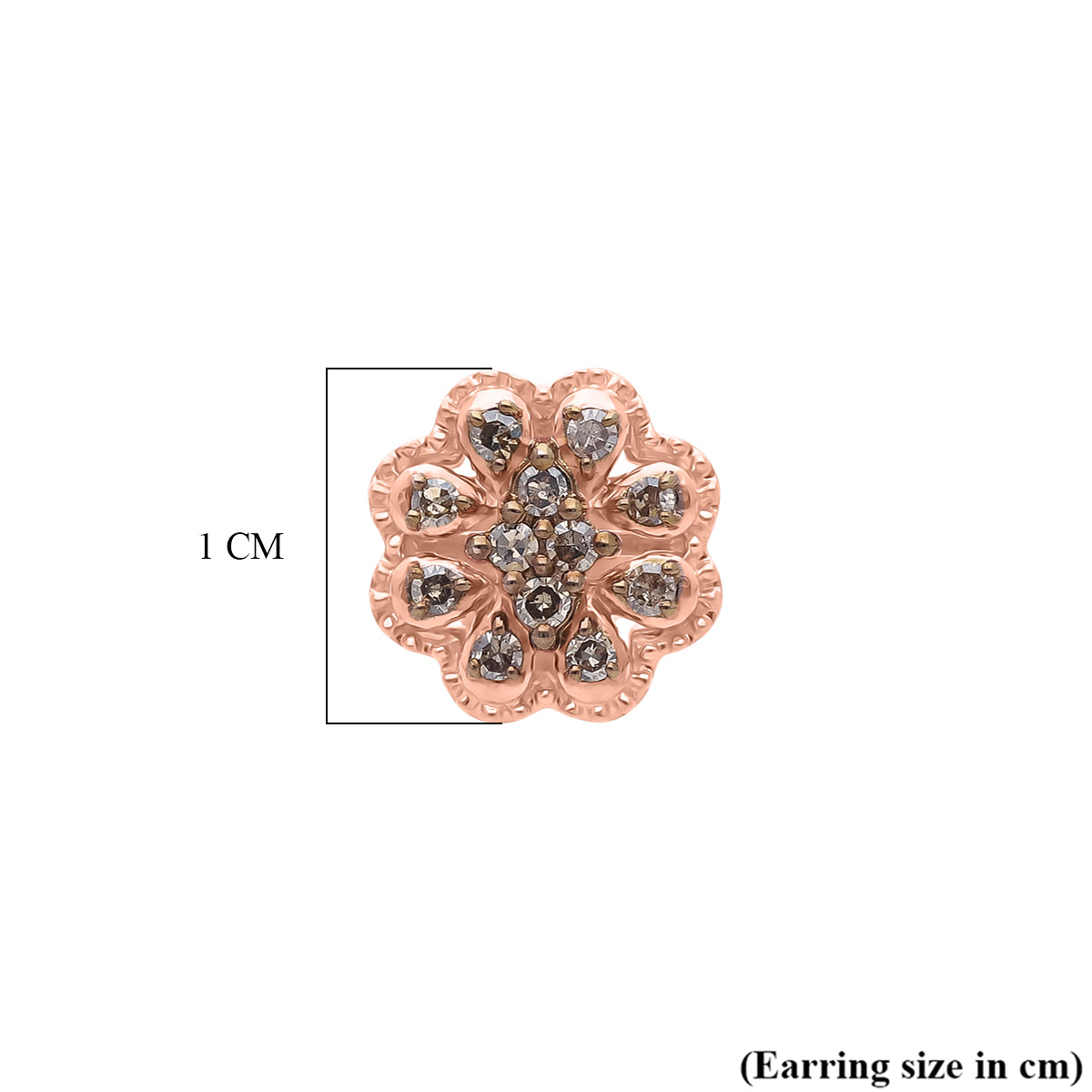 Natural Champagne Diamond Cluster Push Post Earring in 18K Vermeil Rose Gold Plated Sterling Silver 0.21 Ct V32521063 5