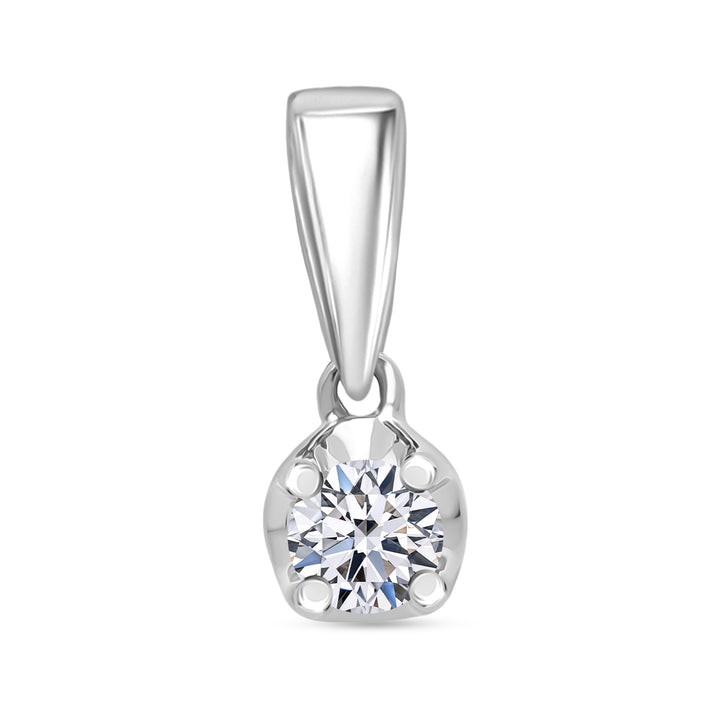 LUXURIANT Lab Grown Diamond Solitaire Pendant in Rhodium Overlay Sterling Silver 8485117 1