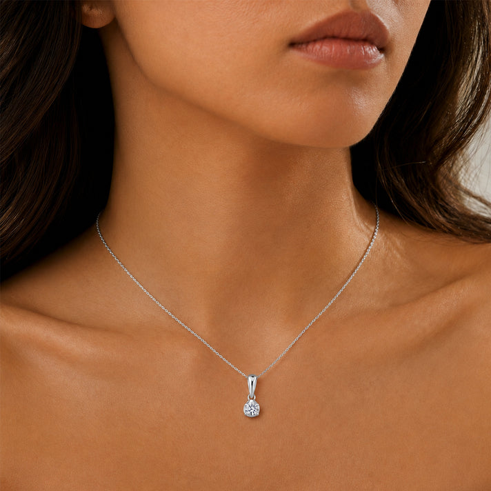 LUXURIANT Lab Grown Diamond Solitaire Pendant in Rhodium Overlay Sterling Silver 8485117 2