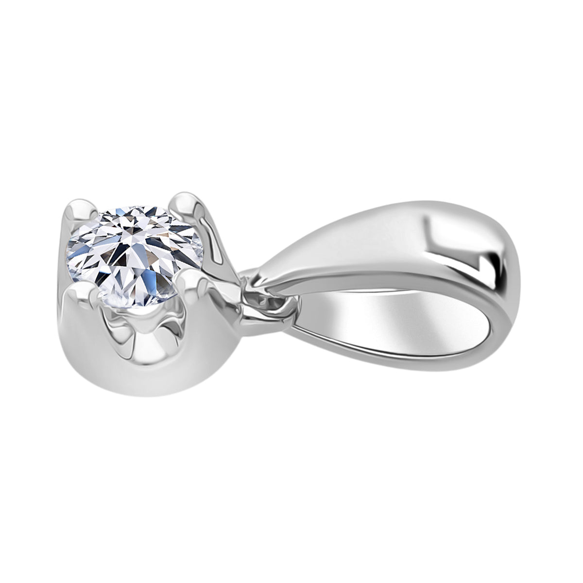 LUXURIANT Lab Grown Diamond Solitaire Pendant in Rhodium Overlay Sterling Silver 8485117 4