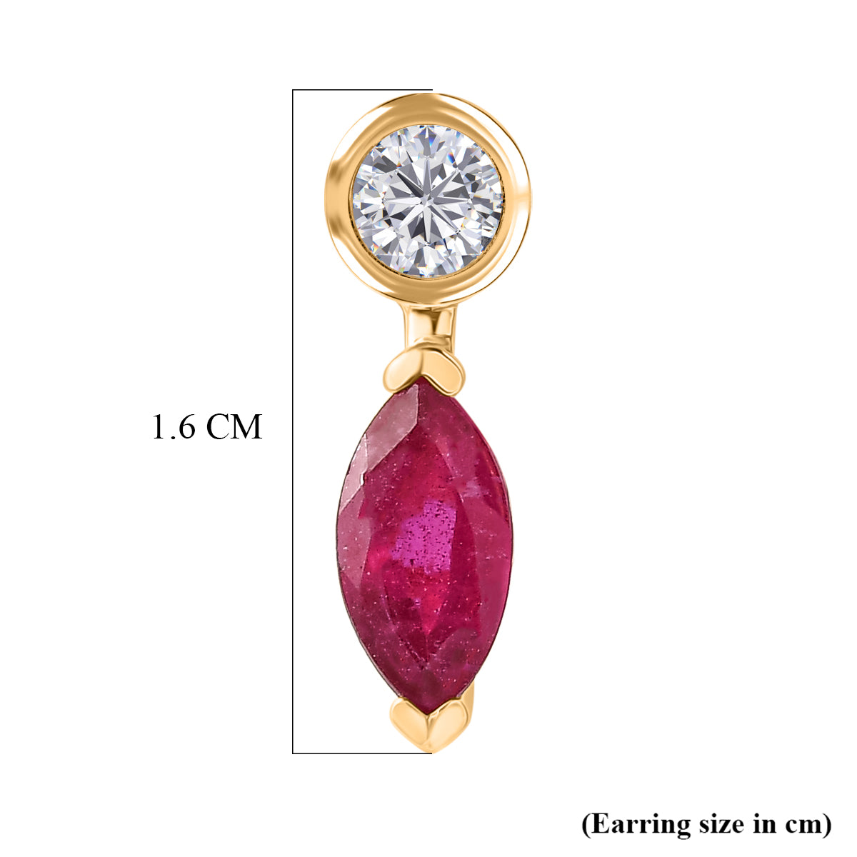 D'Joy Fissure Filled Ruby, Moissanite Drop Push Post Earring in Yellow Gold Plated Sterling Silver 1.92 Ct. V32528611 6