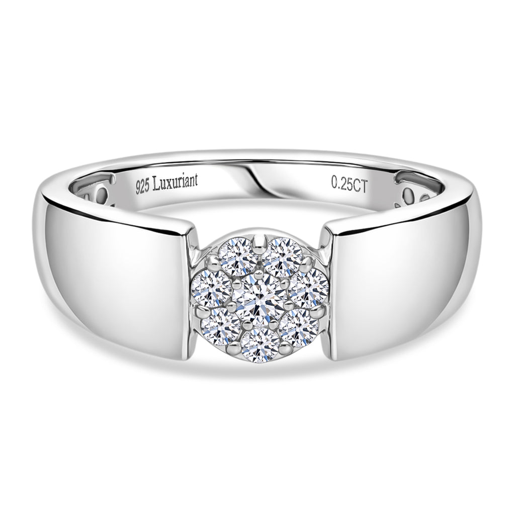 Luxuriant - Lab Grown Diamond (SI/G-H) Cluster Band Ring in Rhodium Overlay Sterling Silver 0.25 Ct_8485185