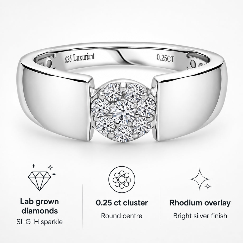 Luxuriant - Lab Grown Diamond (SI/G-H) Cluster Band Ring in Rhodium Overlay Sterling Silver 0.25 Ct_8485185_3