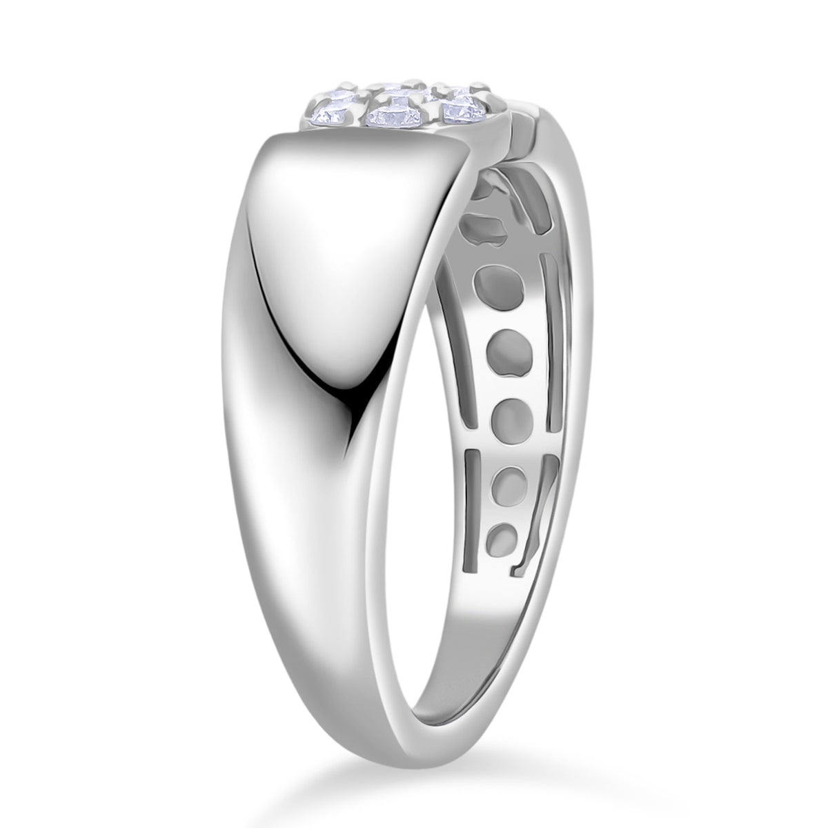 LUXURIANT Lab Grown Diamond Cluster Ring in Rhodium Overlay Sterling Silver 0.25 Ct. (SI-GH) V32602176 5