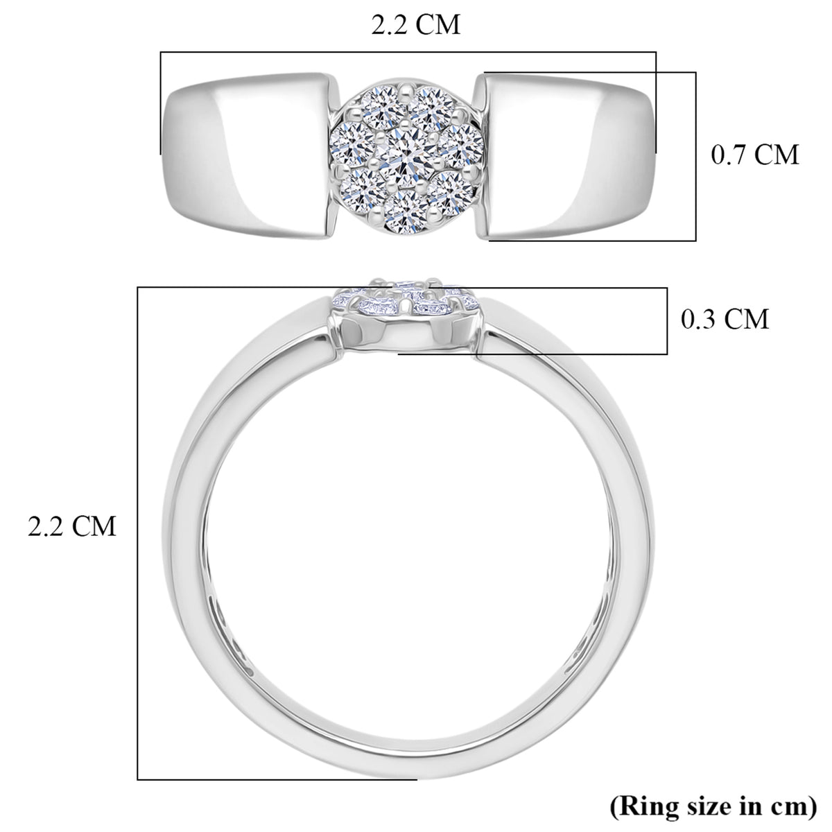 LUXURIANT Lab Grown Diamond Cluster Ring in Rhodium Overlay Sterling Silver 0.25 Ct. (SI-GH) V32602176 7