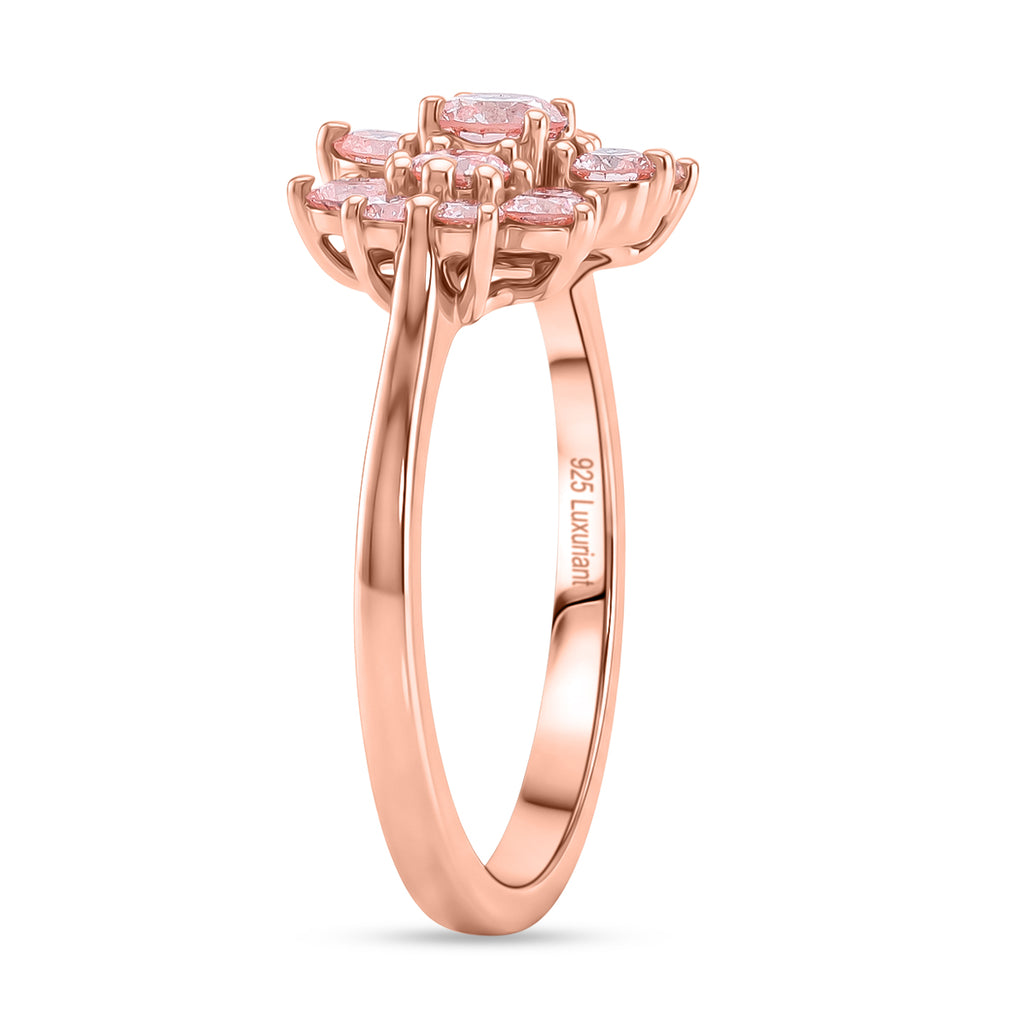 Luxuriant SI Lab Grown Pink Diamond Boat Ring in 18K Vermeil Rose Gold Plated Sterling Silver 1.00 Ct._8485204_3