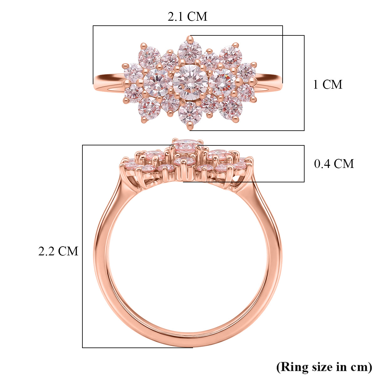 LUXURIANT 1 Ct. Lab Grown Pink Diamond Boat Ring in 18K Vermeil Rose Gold Over Sterling Silver (SI) 8485204 6