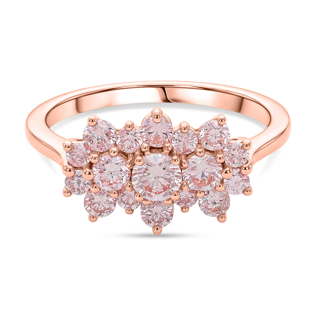 Luxuriant SI Lab Grown Pink Diamond Boat Ring in 18K Vermeil Rose Gold Plated Sterling Silver 1.00 Ct._8485207