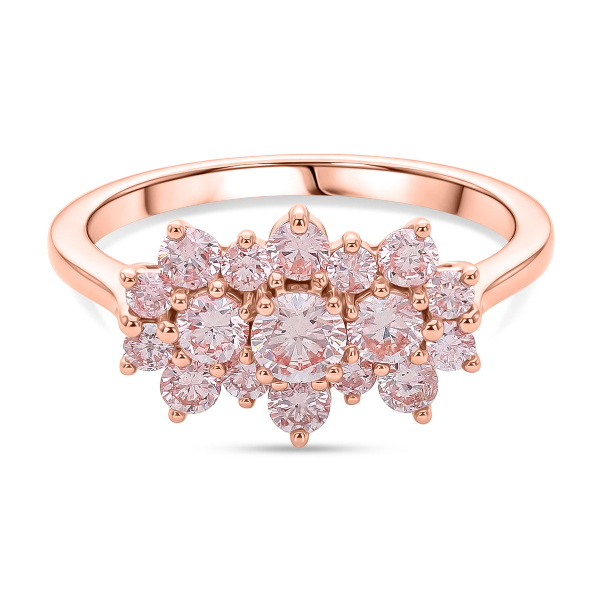 LUXURIANT 1 Ct. Lab Grown Pink Diamond Boat Ring in 18K Vermeil Rose Gold Plated Sterling Silver (SI) V32687381 0