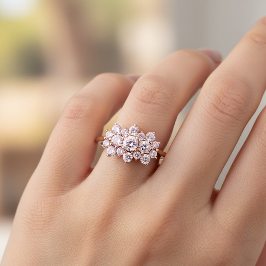 LUXURIANT 1 Ct. Lab Grown Pink Diamond Boat Ring in 18K Vermeil Rose Gold Plated Sterling Silver (SI) V32687381 3