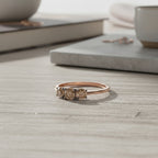 NY Close Out- SI Lab Grown Champagne Diamond Trilogy Ring in 18K Vermeil Rose Gold Plated Sterling Silver 0.50 Ct._8485249_2