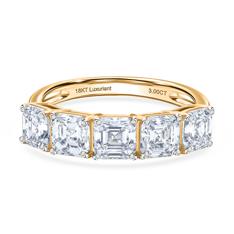 Luxuriant 18K Yellow Gold SGL Certified VS/EF Lab Grown Diamond 5 Stone Band Ring 3.00 Ct, Gold Wt. 3.00 Gms_8485260
