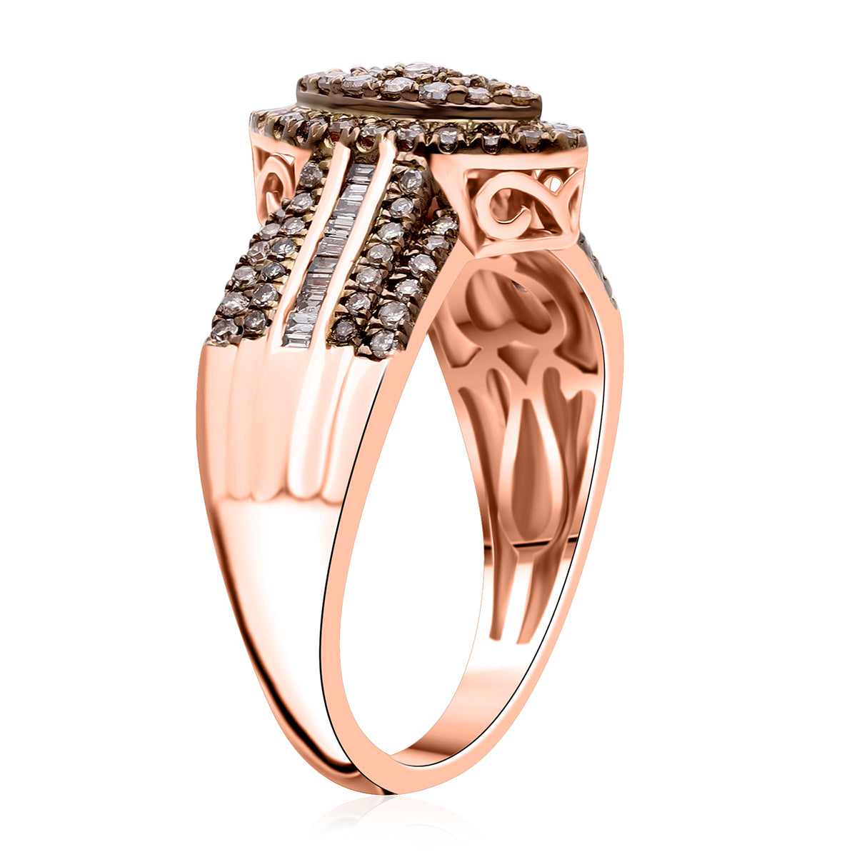 D'Joy Natural Champagne Diamond Cluster Ring in 18K Vermeil Rose Gold Plated Sterling Silver 0.50 Ct. 8485278 4