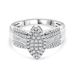 D'Joy Natural White Diamond Cluster Ring in Rhodium Overlay Sterling Silver 0.50 Ct._8485296