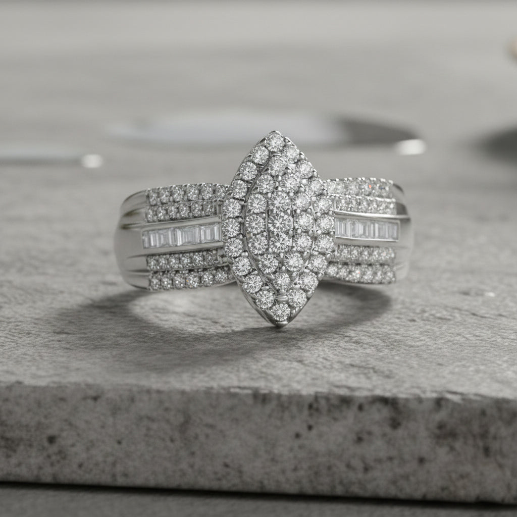 D'Joy Natural White Diamond Cluster Ring in Rhodium Overlay Sterling Silver 0.50 Ct. 8485296 3