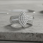 D'Joy Natural White Diamond Cluster Ring in Rhodium Overlay Sterling Silver 0.50 Ct._8485296_2