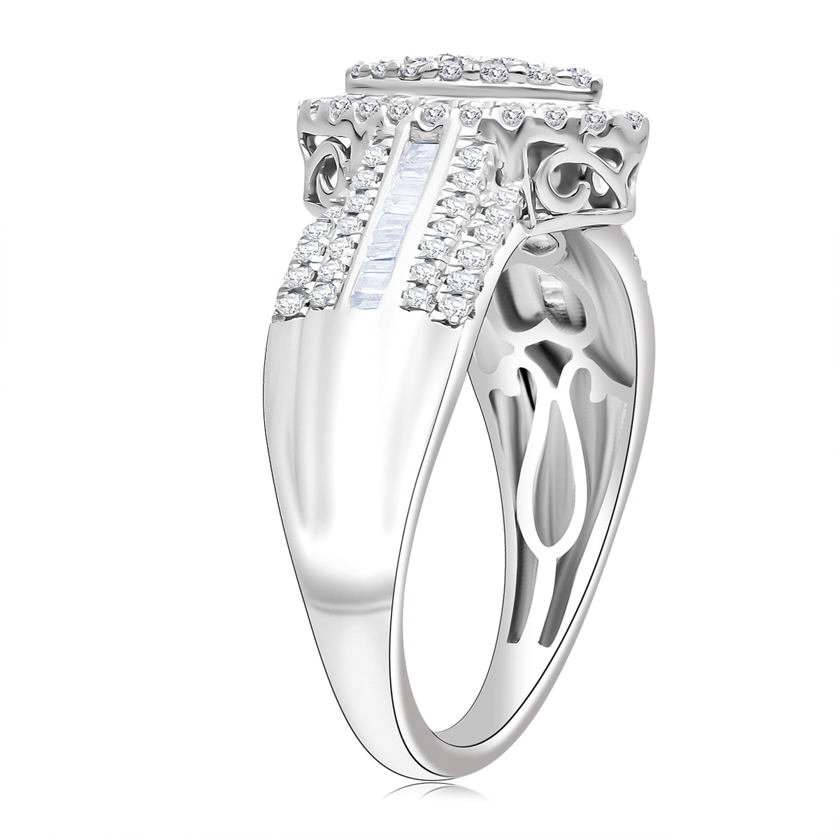 D'Joy Natural White Diamond Cluster Ring in Rhodium Overlay Sterling Silver 0.50 Ct. 8485296 4