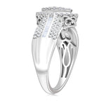 D'Joy Natural White Diamond Cluster Ring in Rhodium Overlay Sterling Silver 0.50 Ct._8485296_3