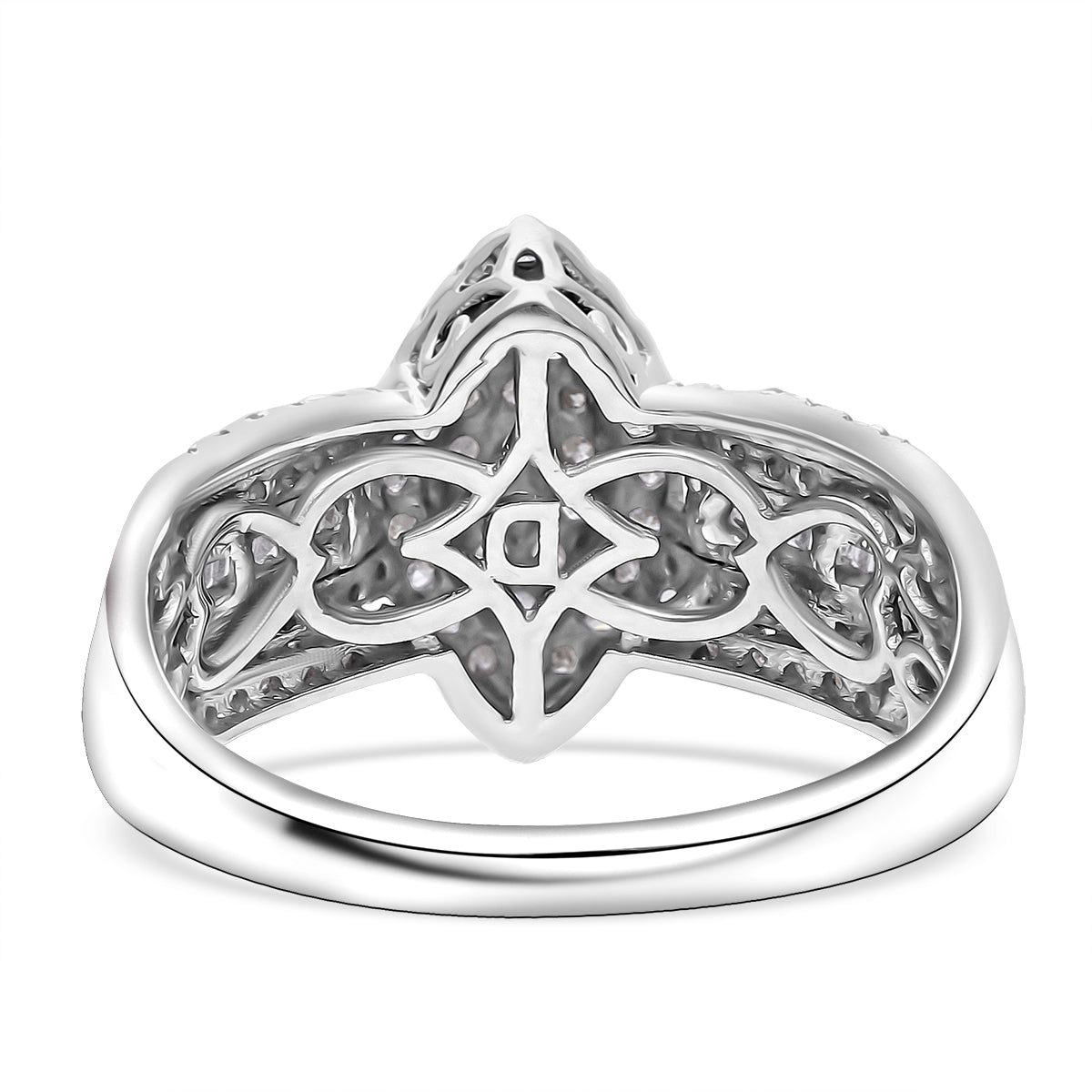 D'Joy Natural White Diamond Cluster Ring in Rhodium Overlay Sterling Silver 0.50 Ct. 8485296 5