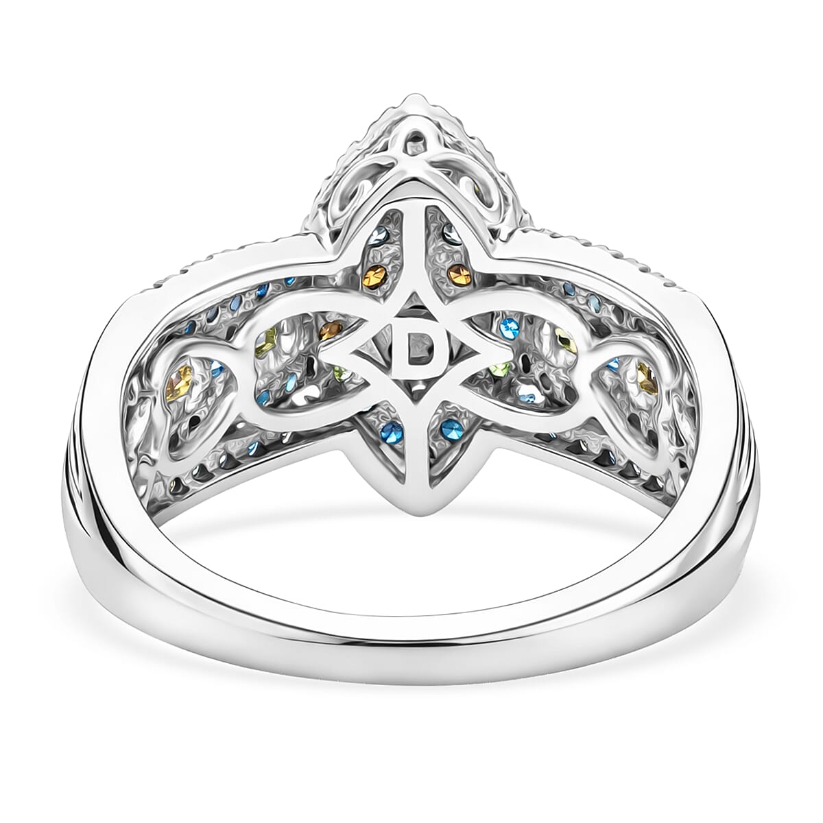 D'Joy Multi Diamond Cluster Ring in Rhodium Overlay Sterling Silver 0.50 Ct. V32529488 5