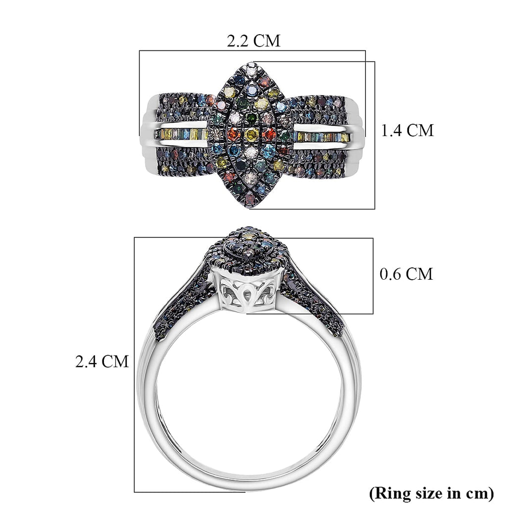 D'Joy Multi Diamond Cluster Ring in Rhodium Overlay Sterling Silver 0.50 Ct._8485326_5