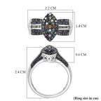 D'Joy Multi Diamond Cluster Ring in Rhodium Overlay Sterling Silver 0.50 Ct._8485326_5