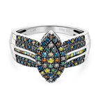 D'Joy Multi Diamond Cluster Ring in Rhodium Overlay Sterling Silver 0.50 Ct._8485328