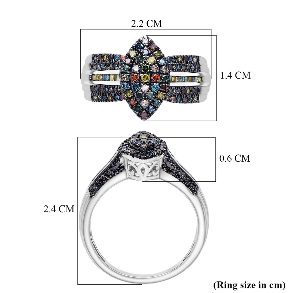 D'Joy Multi Diamond Cluster Ring in Rhodium Overlay Sterling Silver 0.50 Ct._8485328_5