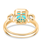 D'Joy Capri Blue Quartz & White Topaz Emerald Cut Trilogy Ring in Yellow Gold Plated Sterling Silver 2.23 Ct._8485394_4