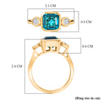 D'Joy Capri Blue Quartz & White Topaz Emerald Cut Trilogy Ring in Yellow Gold Plated Sterling Silver 2.23 Ct._8485394_5