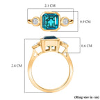 D'Joy Capri Blue Quartz & White Topaz Emerald Cut Trilogy Ring in Yellow Gold Plated Sterling Silver 2.23 Ct._8485396_5