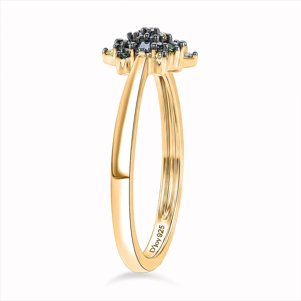 D'Joy Green Diamond & Multi Diamond Cluster Ring in 18K Vermeil Yellow Gold Plated Sterling Silver_8485441_3