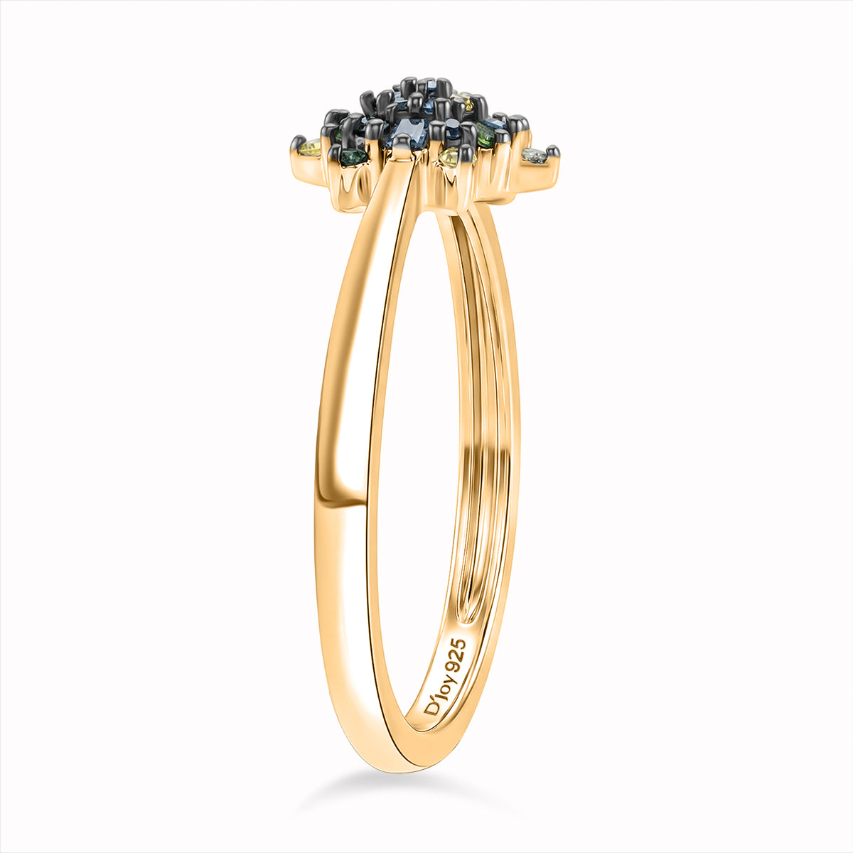 D'Joy - Multi Colour Diamond Cluster Ring in 18K Vermeil Yellow Gold Plated Sterling Silver V32529325 4