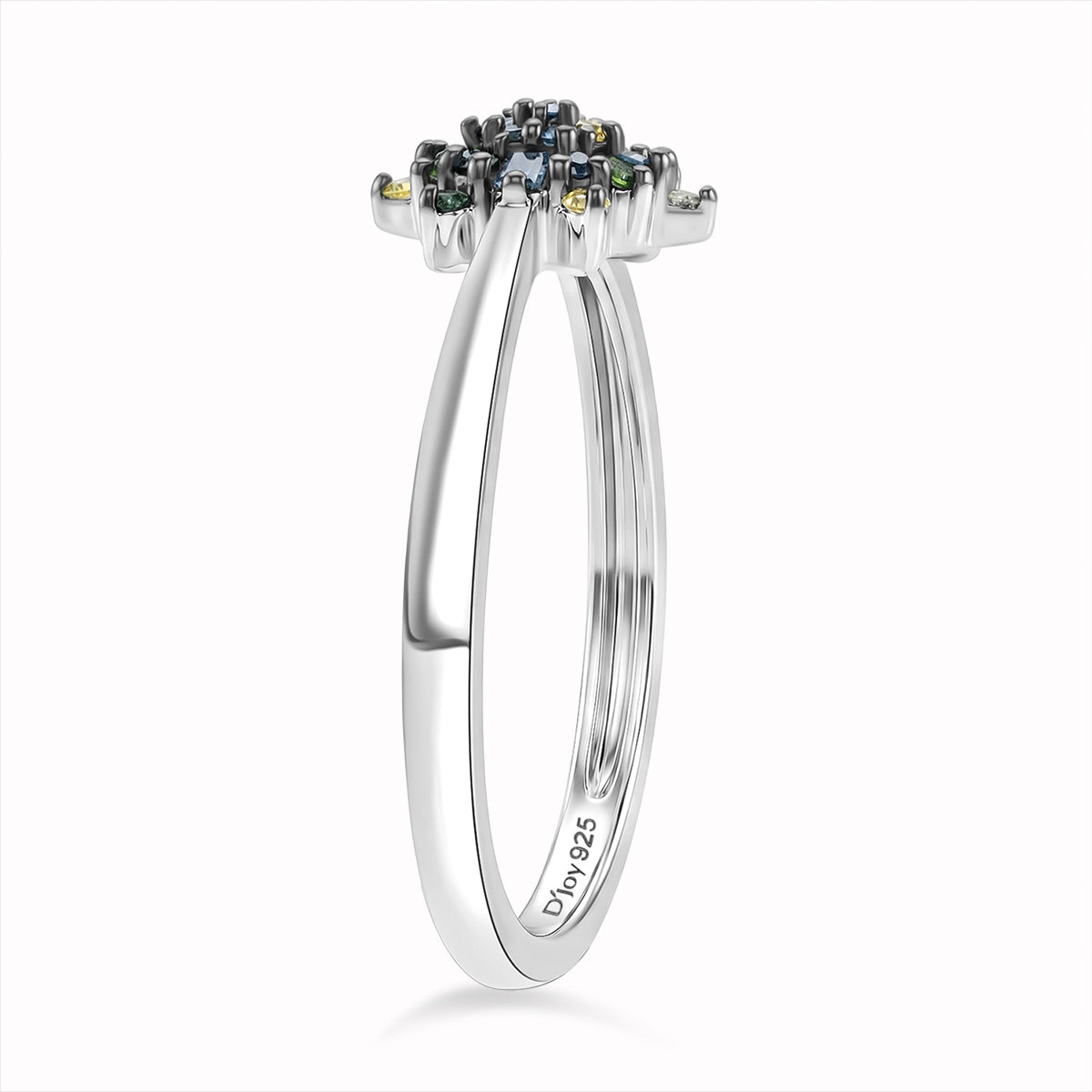 D'Joy - Multi Colour Diamond Cluster Ring in Rhodium Overlay Sterling Silver V32520357 4