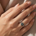 D'Joy Green Diamond & Multi Diamond Cluster Ring in Rhodium Overlay Sterling Silver_8485469_1