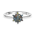 D'Joy Green Diamond & Multi Diamond Cluster Ring in Rhodium Overlay Sterling Silver_8485470