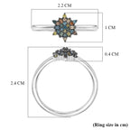 D'Joy Green Diamond & Multi Diamond Cluster Ring in Sterling Silver