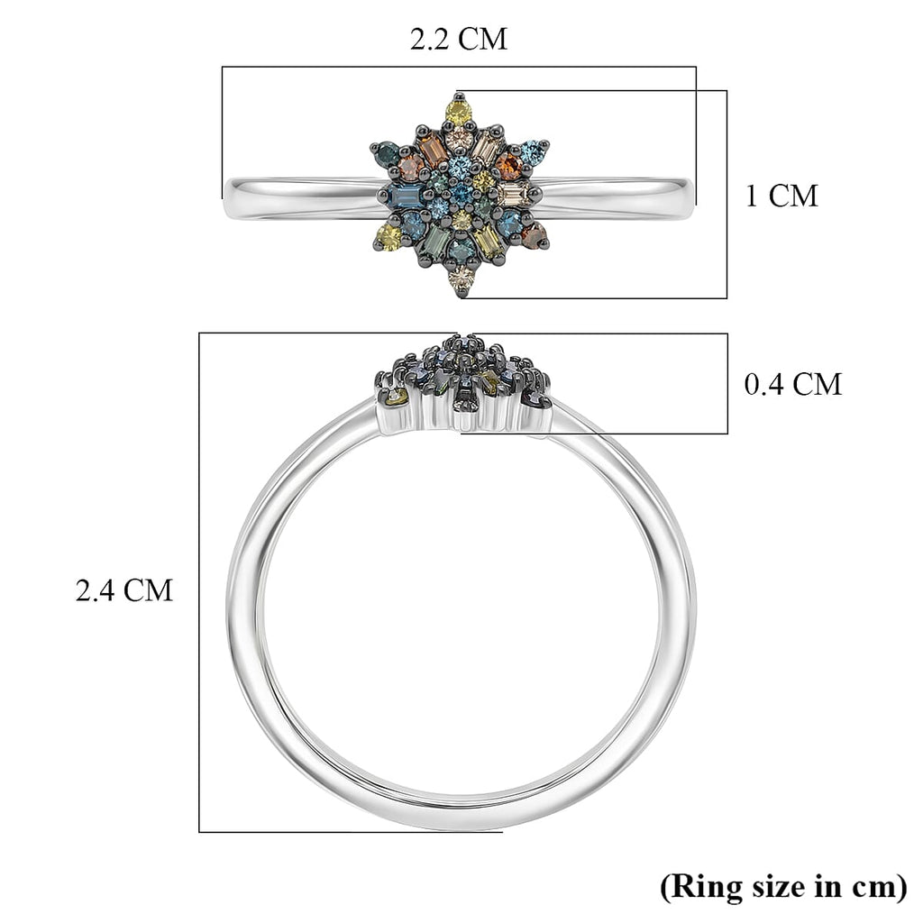 D'Joy Green Diamond & Multi Diamond Cluster Ring in Rhodium Overlay Sterling Silver_8485475_5