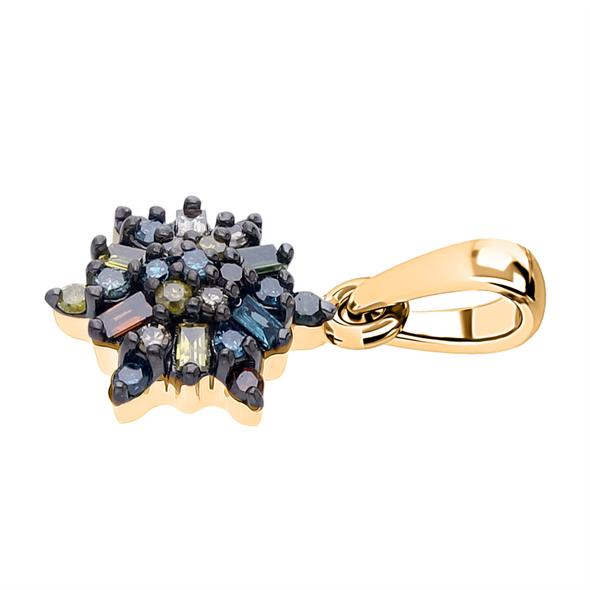 D'Joy - Multi Colour Diamond Cluster Pendant in 18K Vermeil Yellow Gold Over Sterling Silver 8485478 4
