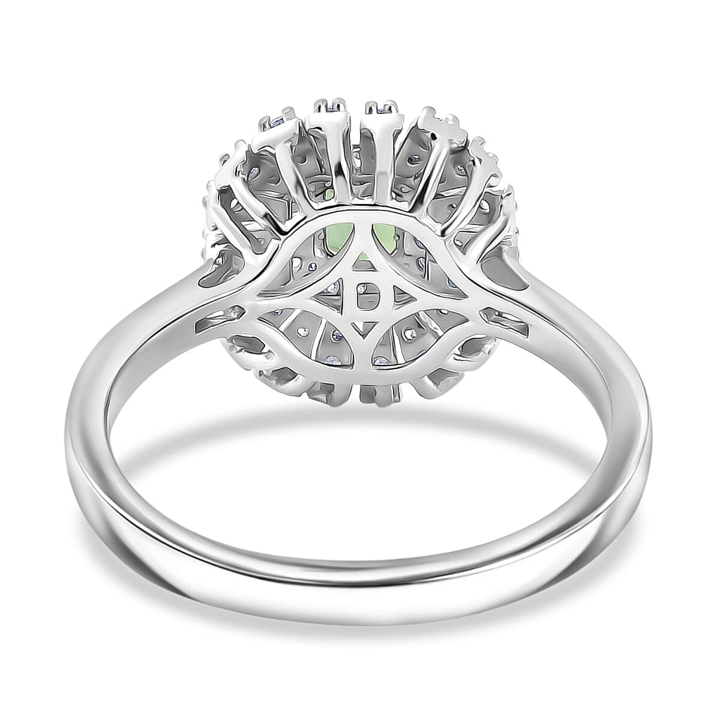 D'Joy Lagoon Tourmaline, Moissanite Main Stone With Surrounding Stone Ring in Rhodium OverlaySterling Silver  1.020  Ct._8485874_4