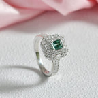 D'Joy Lagoon Tourmaline, Moissanite Main Stone With Surrounding Stone Ring in Rhodium OverlaySterling Silver  1.600  Ct._8485890_1