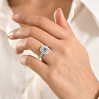 D'Joy Lagoon Tourmaline, Moissanite Main Stone With Surrounding Stone Ring in Rhodium OverlaySterling Silver  1.600  Ct._8485890_2