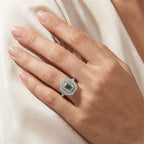 D'Joy Lagoon Tourmaline, Moissanite Main Stone With Surrounding Stone Ring in Rhodium OverlaySterling Silver  1.610  Ct._8485919_1