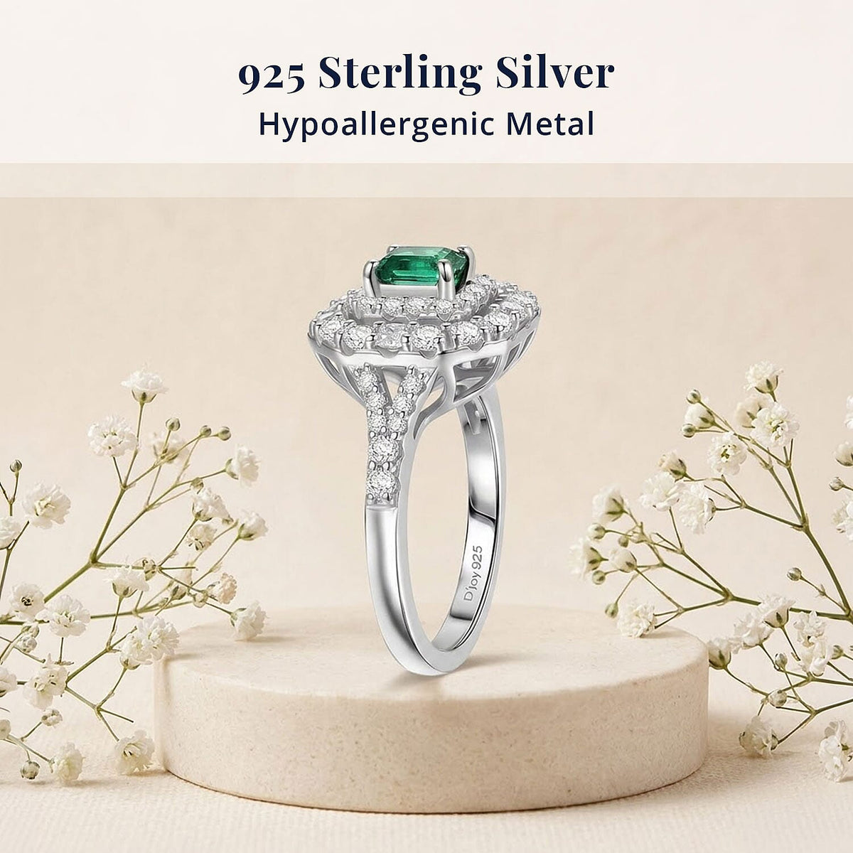 Certified and Appraised D'Joy Lagoon Tourmaline, Moissanite Main Stone With Surrounding Stone Ring in Rhodium Overlay Sterling Silver 1.610 Ct. 8485919 3