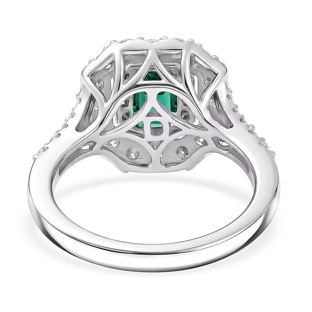 D'Joy Lagoon Tourmaline, Moissanite Main Stone With Surrounding Stone Ring in Rhodium OverlaySterling Silver  1.610  Ct._8485919_6