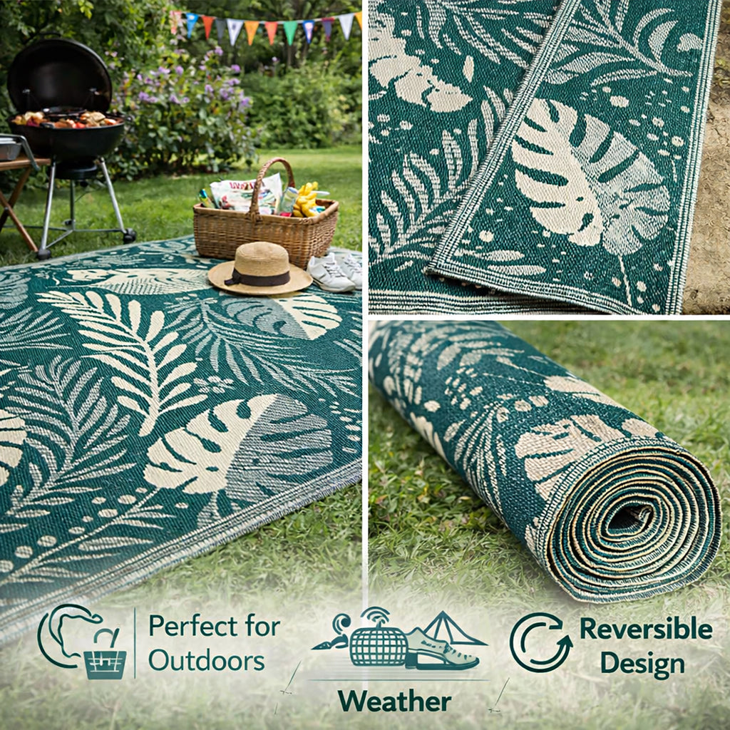 Livmore Indoor/Outdoor Rug 440 Gsm Mat (Size 120x180 Cm) - Teal_8486087_3