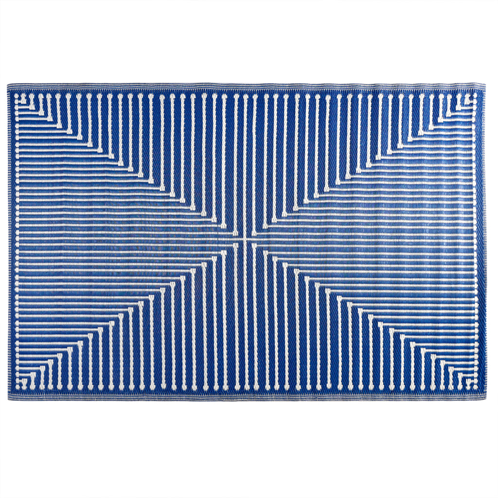 Livmore Indoor & Outdoor Rug 440 Gsm Mat (Size 120x180 Cm) - Blue And off White_8486130