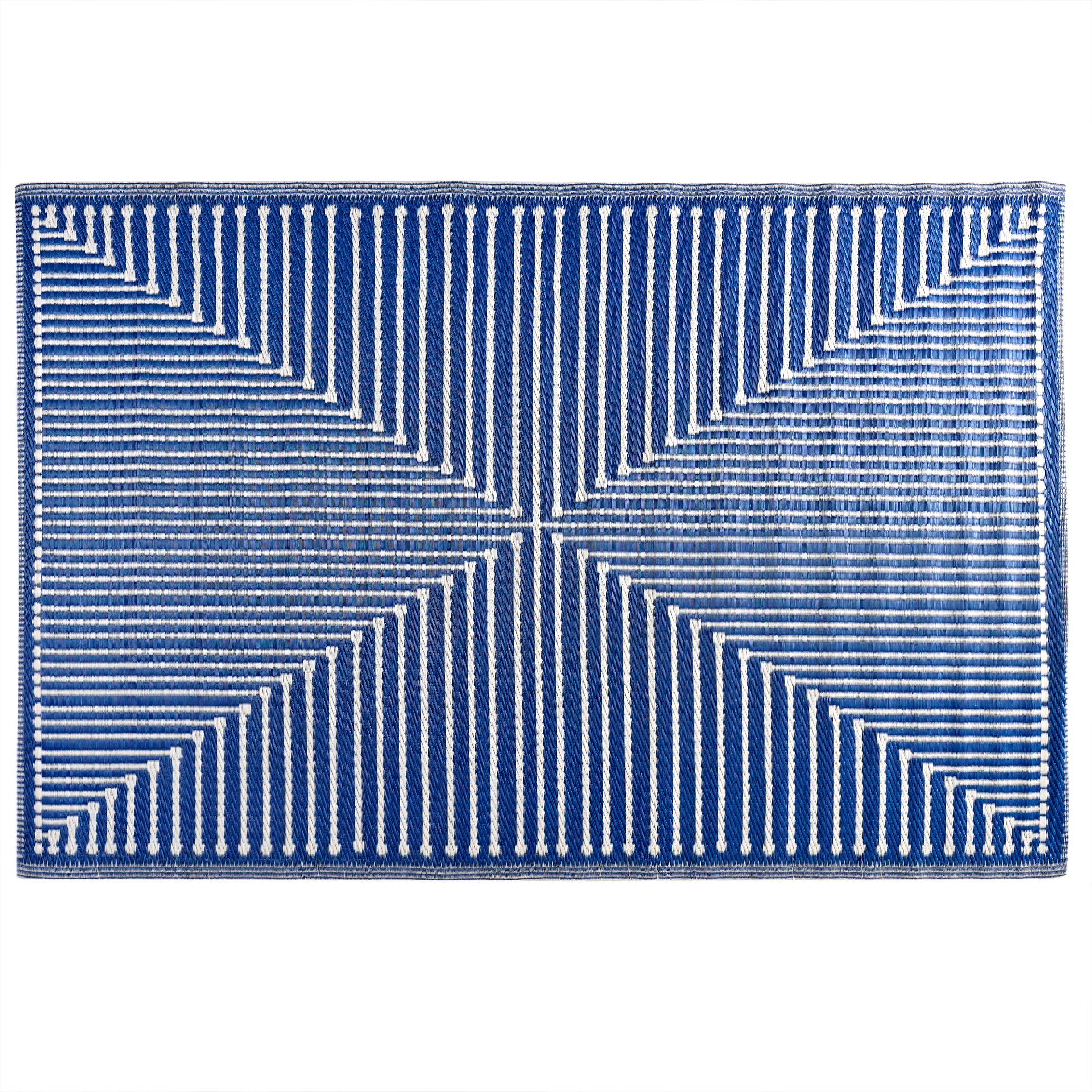 Livmore Indoor &amp; Outdoor Rug 440 Gsm Mat (Size 120x180 Cm) - Blue And off White V32532268 0